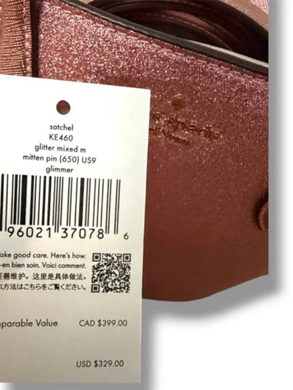 Kate Spade Pink Glitter Tote Bag